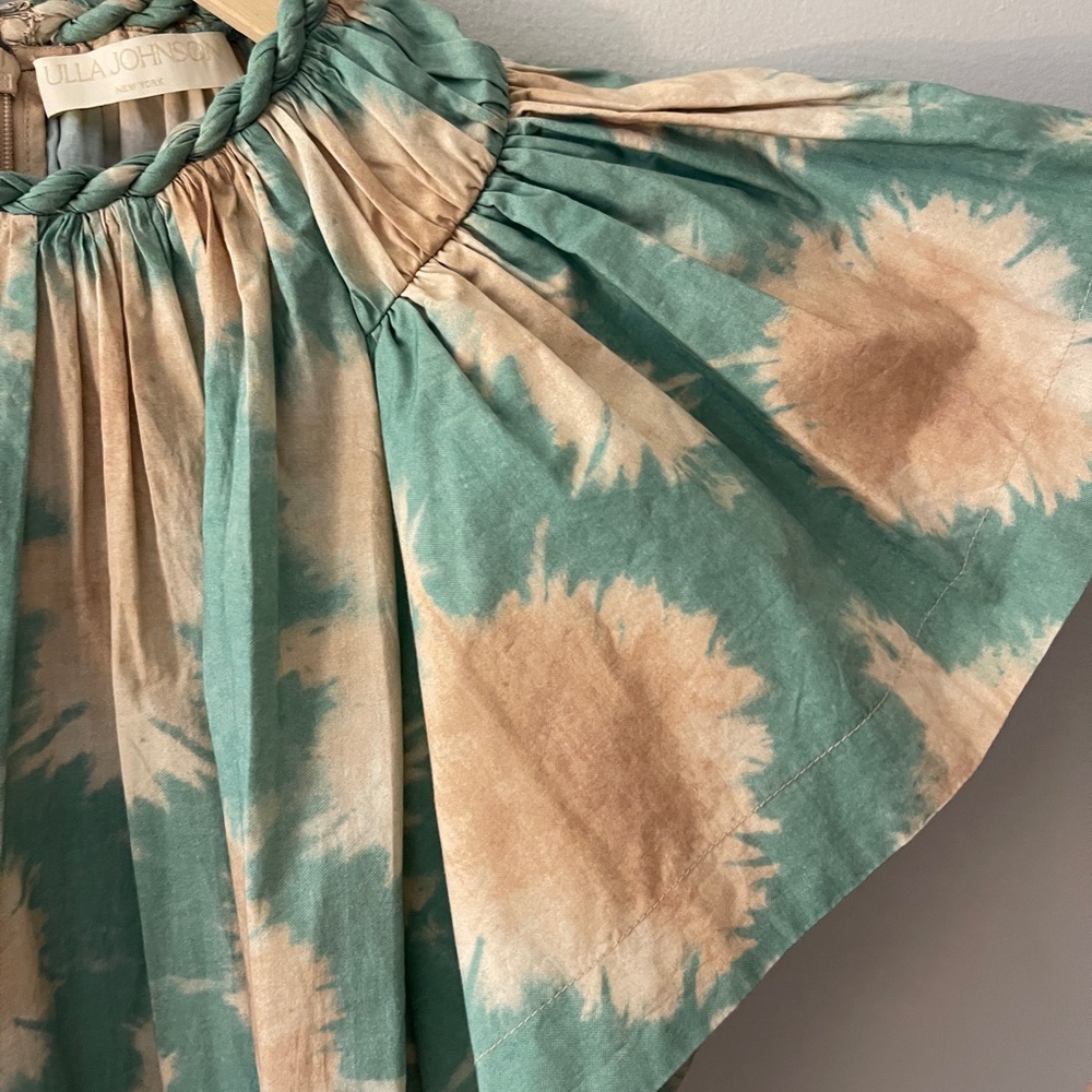 Ulla Johnson Mini Dress Isolde Calcite Print Small 4 Cotton Tie Dye Designer - Picture 5 of 10